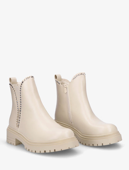 Bottines en simili à strass - Beige - 4