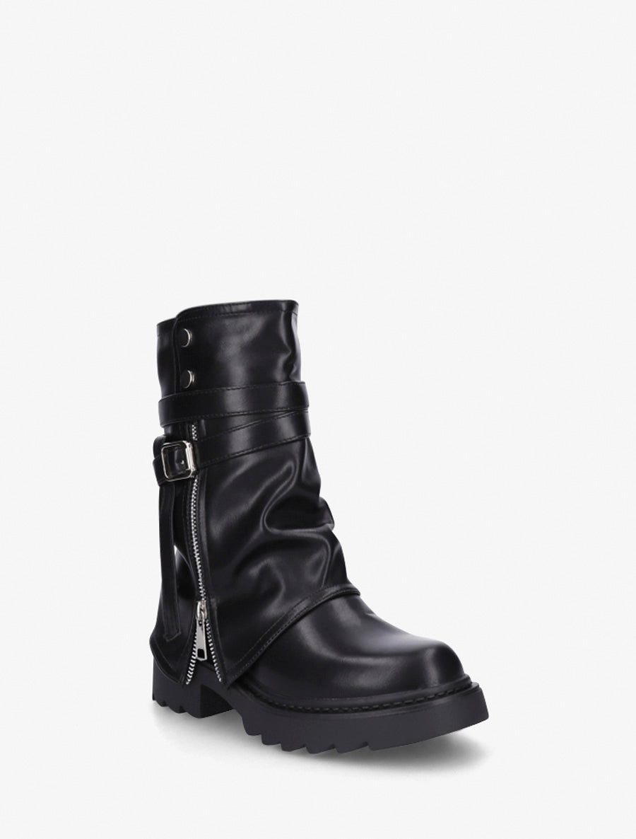 Bottines renversées effet froissé - Noir - 2