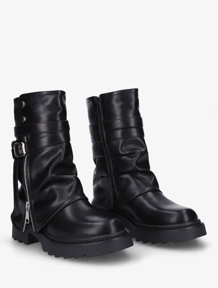 Bottines renversées effet froissé - Noir - 4