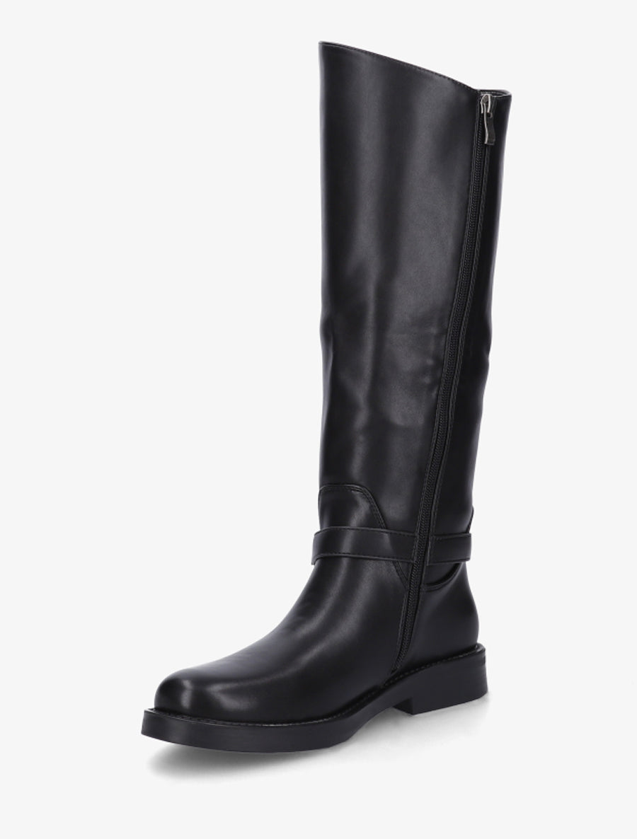 Bottes en simili à boucle métallique fantaisie - Noir - 3