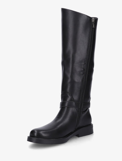 Bottes en simili à boucle métallique fantaisie - Noir - 3