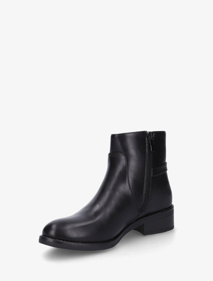 Bottines en simili à boucle métallique - Noir - 3