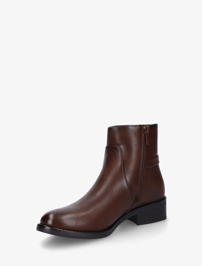 Bottines en simili à boucle métallique - Marron - 3