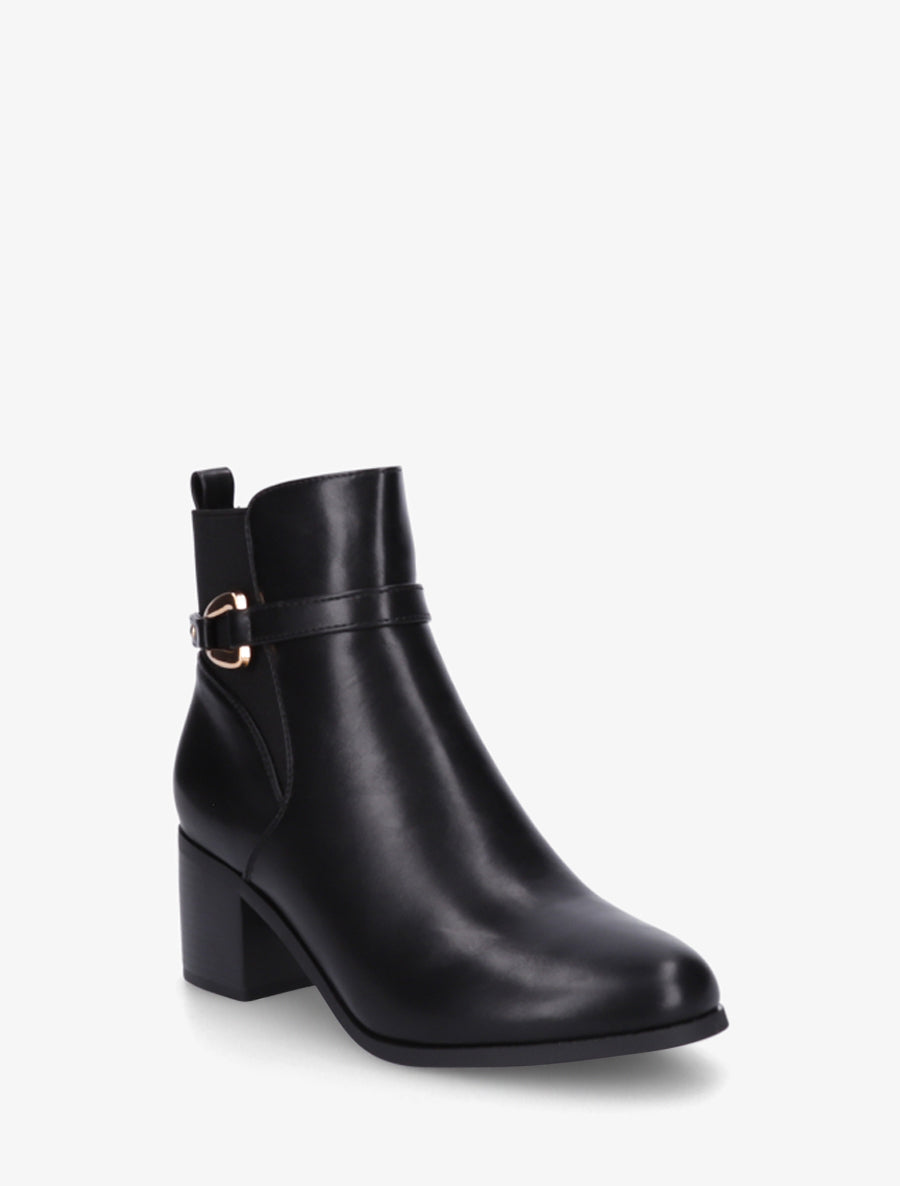 Bottines en simili à cheville élastiquée - Noir - 2
