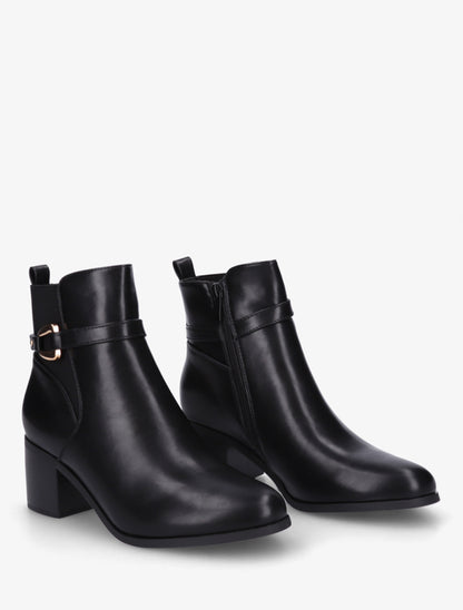 Bottines en simili à cheville élastiquée - Noir - 4