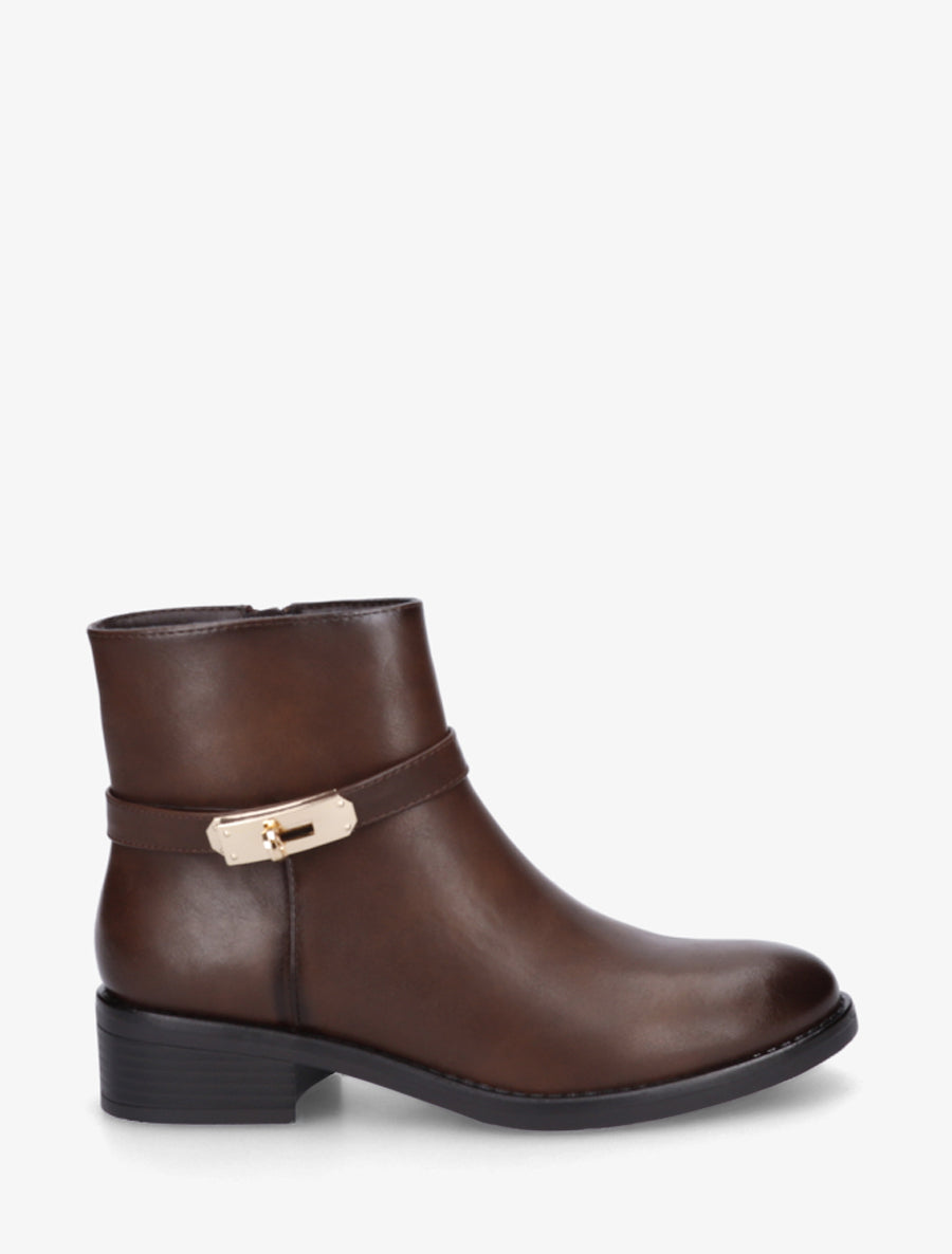 Bottines en simili à boucle décorative - Chocolat - 1
