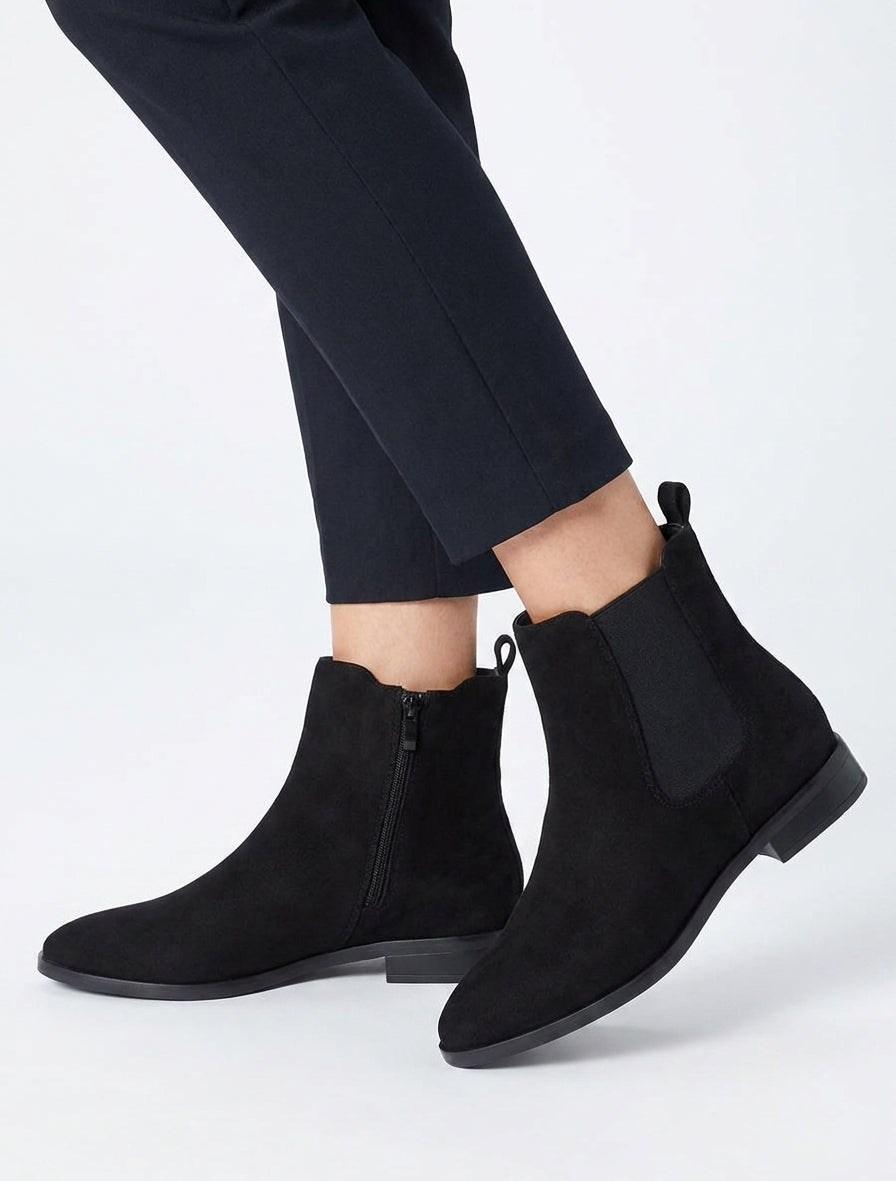 Bottines en suédine à bouts pointus - Noir