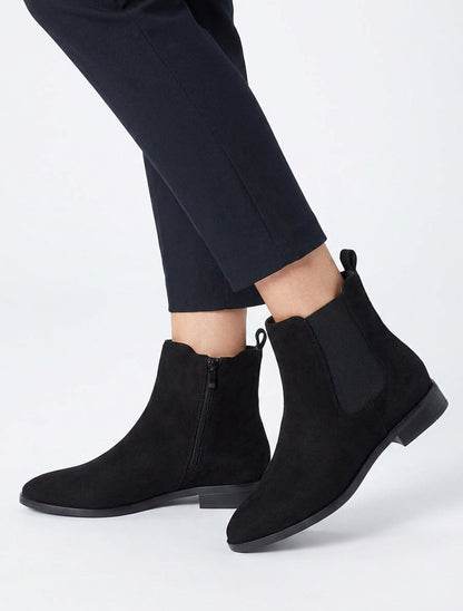 Bottines en suédine à bouts pointus - Noir