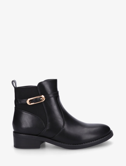 Bottines élastiquées en simili à boucle - Noir - 1
