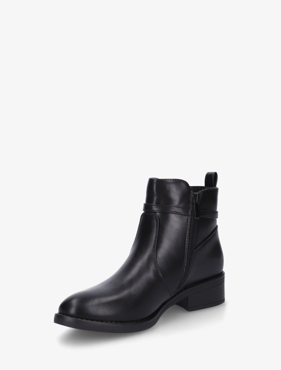 Bottines élastiquées en simili à boucle - Noir - 3