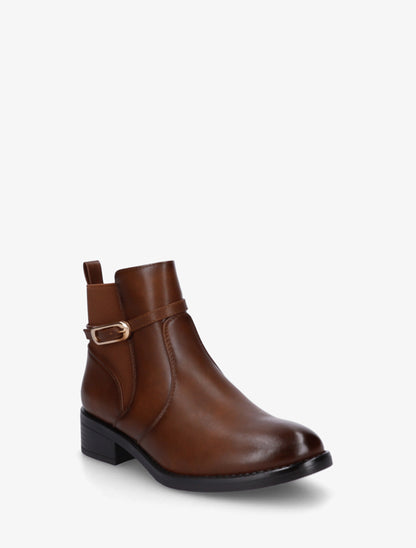 Bottines élastiquées en simili à boucle - Camel - 2