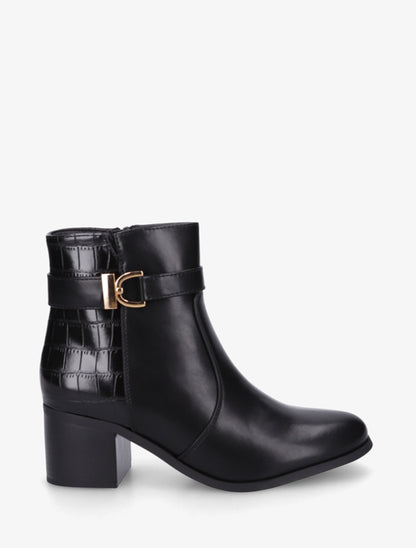 Bottines à contrefort effet croco - Noir - 1