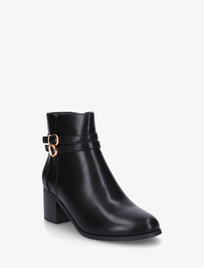 Bottines en simili à double boucles - Noir - 2