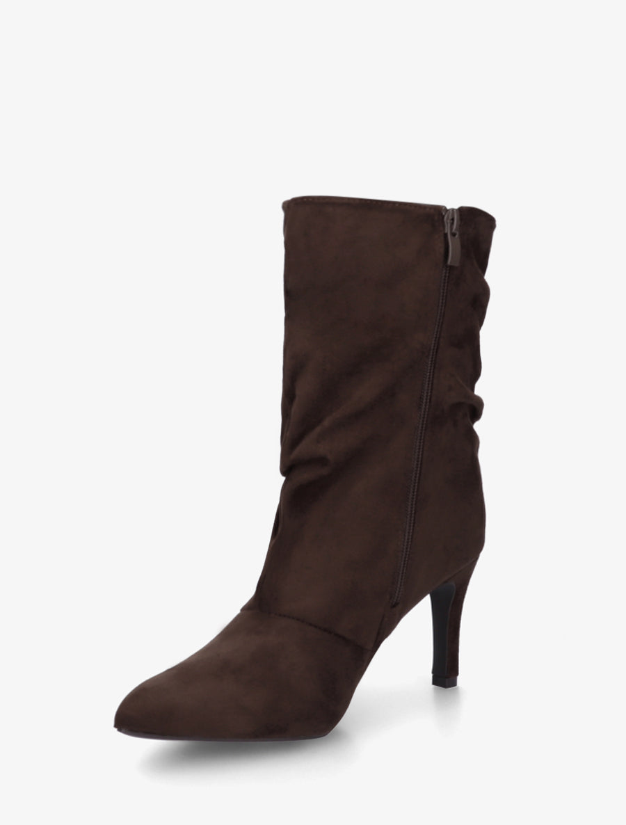 Bottines montantes en suédine effet froissé - Chocolat - 3