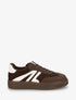 Sneakers à empiècement tissu et bandes contrastantes - Marron - 1
