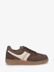Sneakers à empiècement tissu effet tweed - Marron - 1