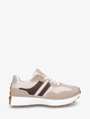 Baskets effet nubuck à bandes contrastantes - Beige - 1