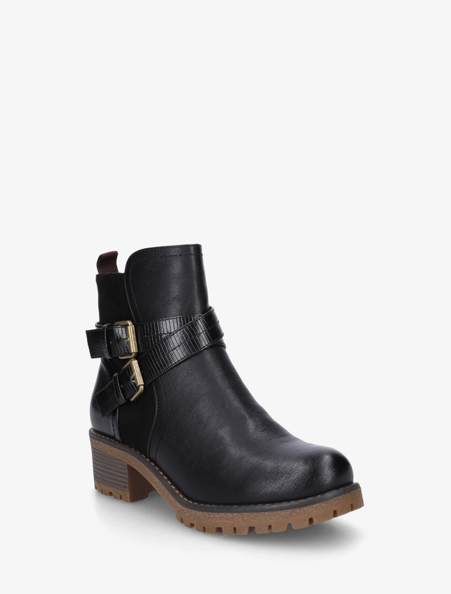 Bottines fourrées bi-matière à 2 boucles - Noir - 2