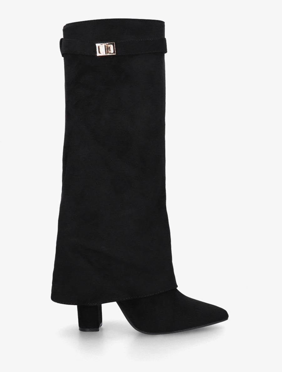 Bottes en suédine à revers - Noir - 1