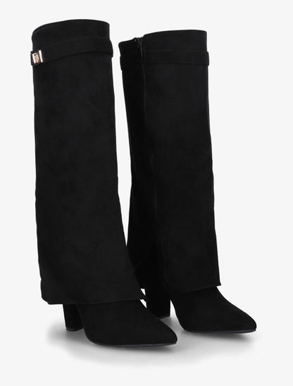 Bottes en suédine à revers - Noir - 4