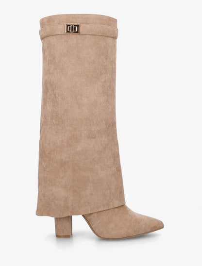 Bottes en suédine à revers - Taupe - 1