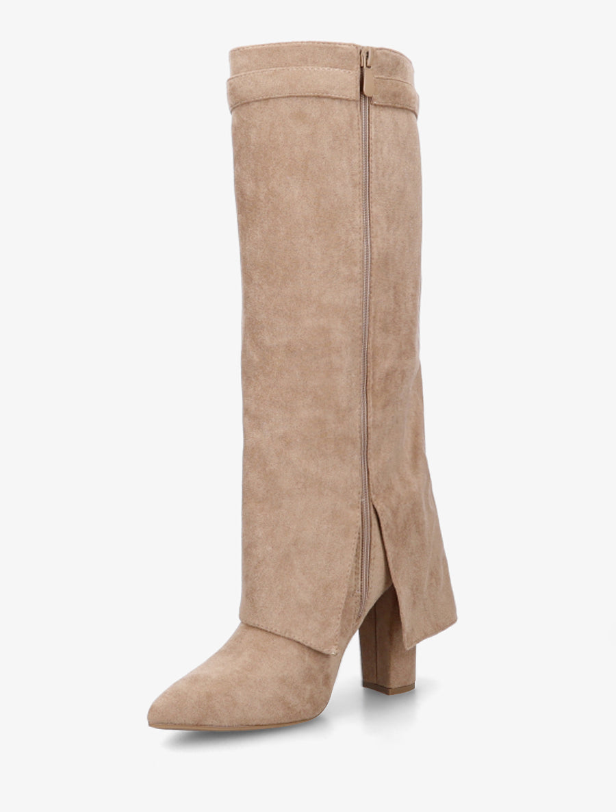 Bottes en suédine à revers - Taupe - 3