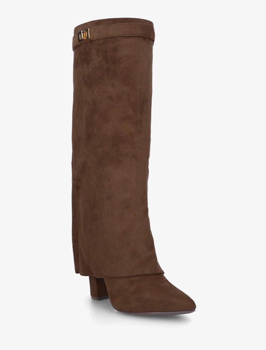 Bottes en suédine à revers - Marron clair - 2