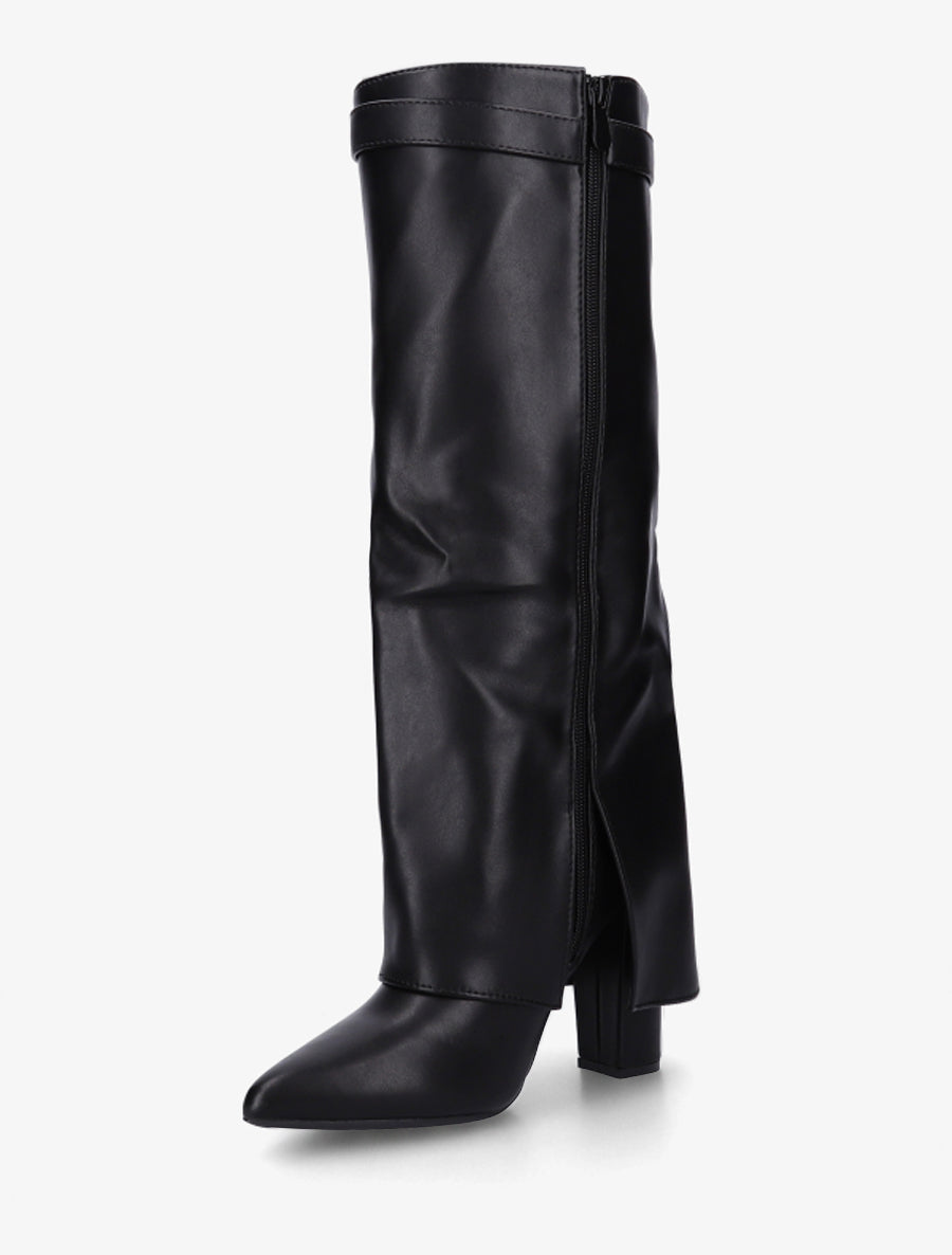 Bottes en simili à revers - Noir - 3