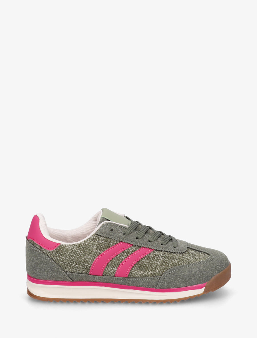 Sneakers en tissu effet tweed - Kaki - 1