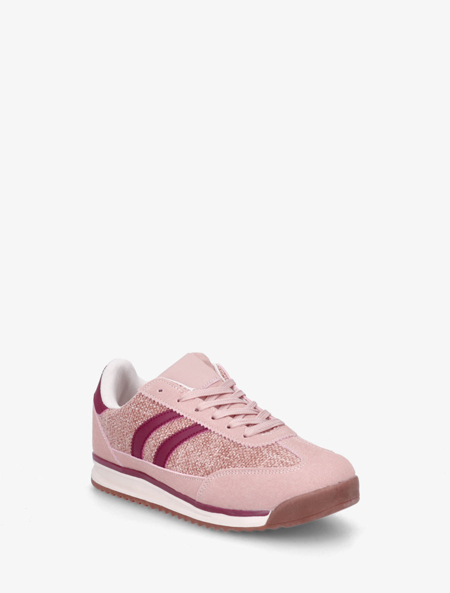 Sneakers en tissu effet tweed - Rose - 2