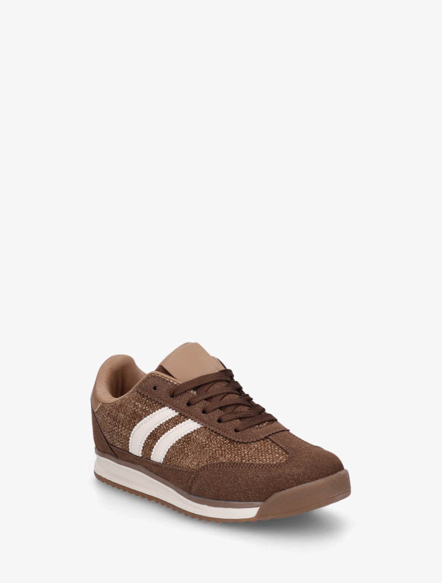 Sneakers en tissu effet tweed - Marron - 2