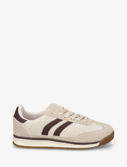 Sneakers en tissu effet tweed - Beige - 1