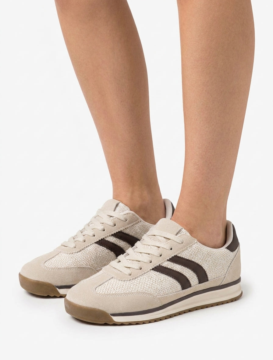 Sneakers en tissu effet tweed - Beige