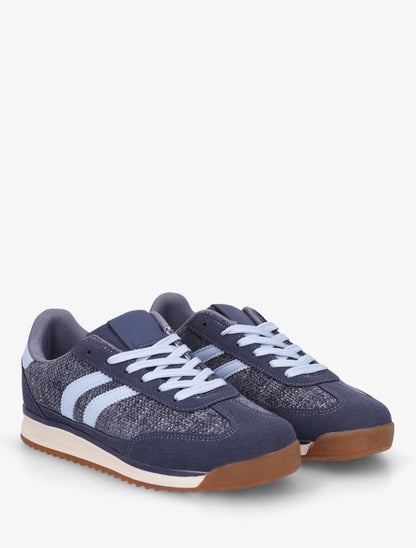 Sneakers en tissu effet tweed - Bleu - 4