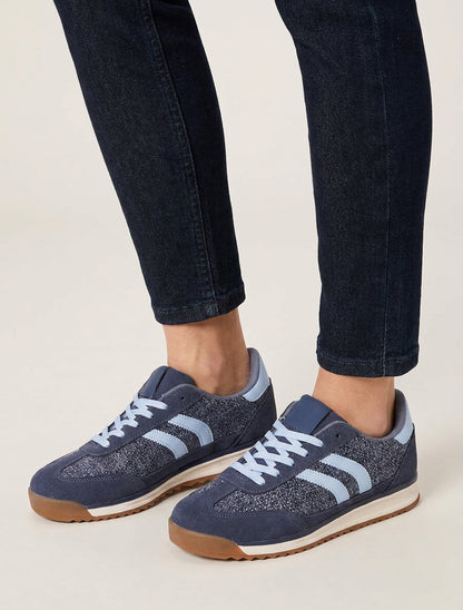 Sneakers en tissu effet tweed - Bleu