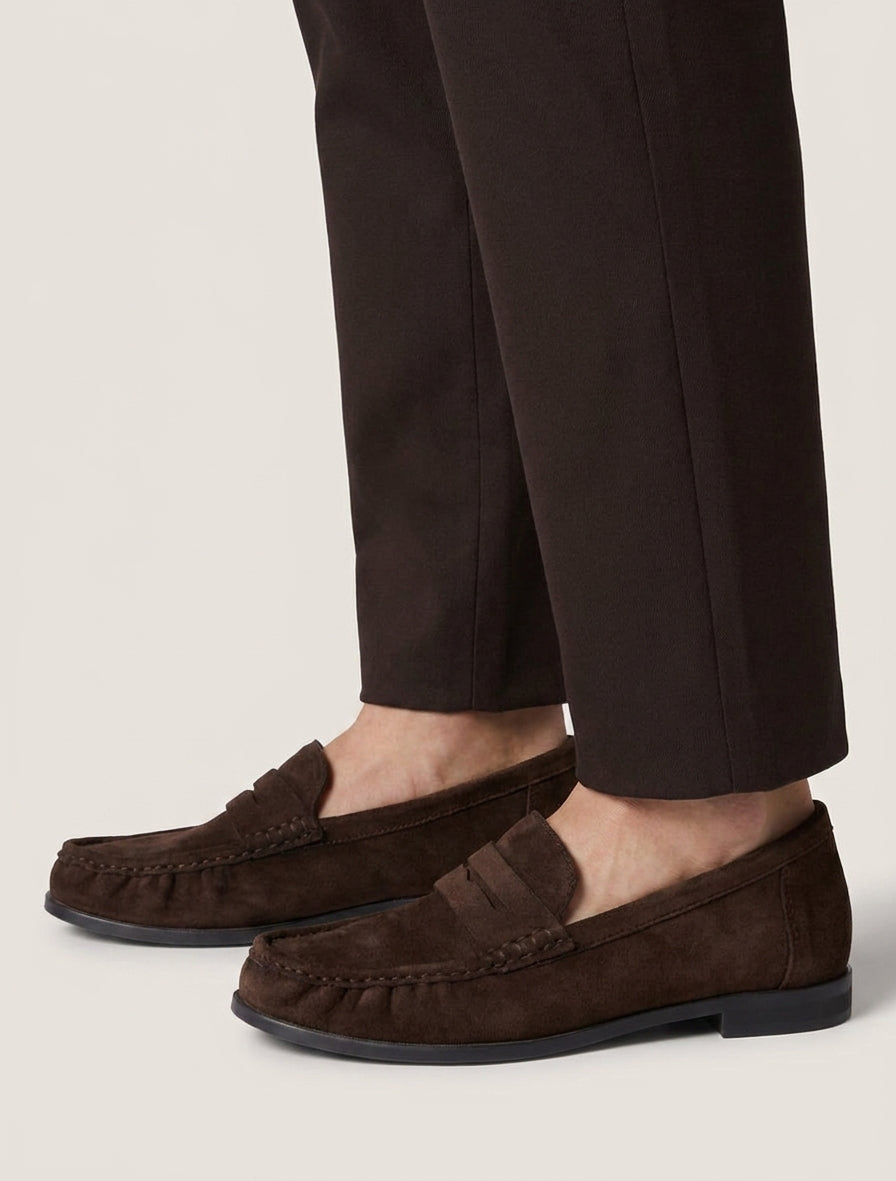 Mocassins en suédine effet froncé - Marron