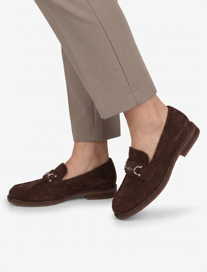 Mocassins en suédine à boucle métallique - Marron