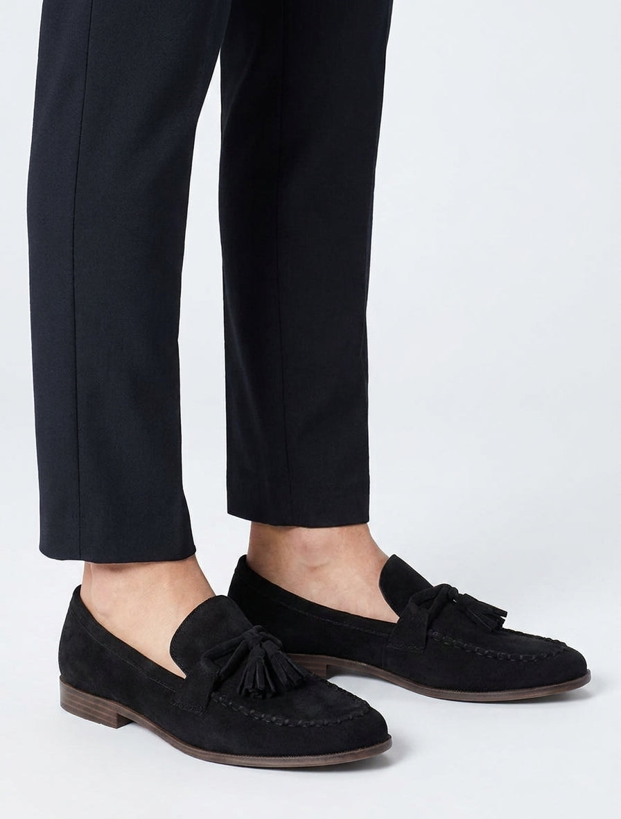Suède loafers met kwastjes - Zwart