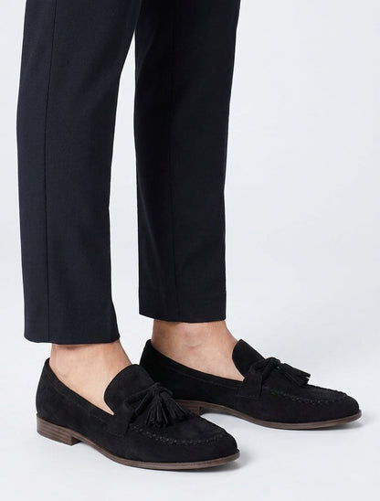 Suède loafers met kwastjes - Zwart