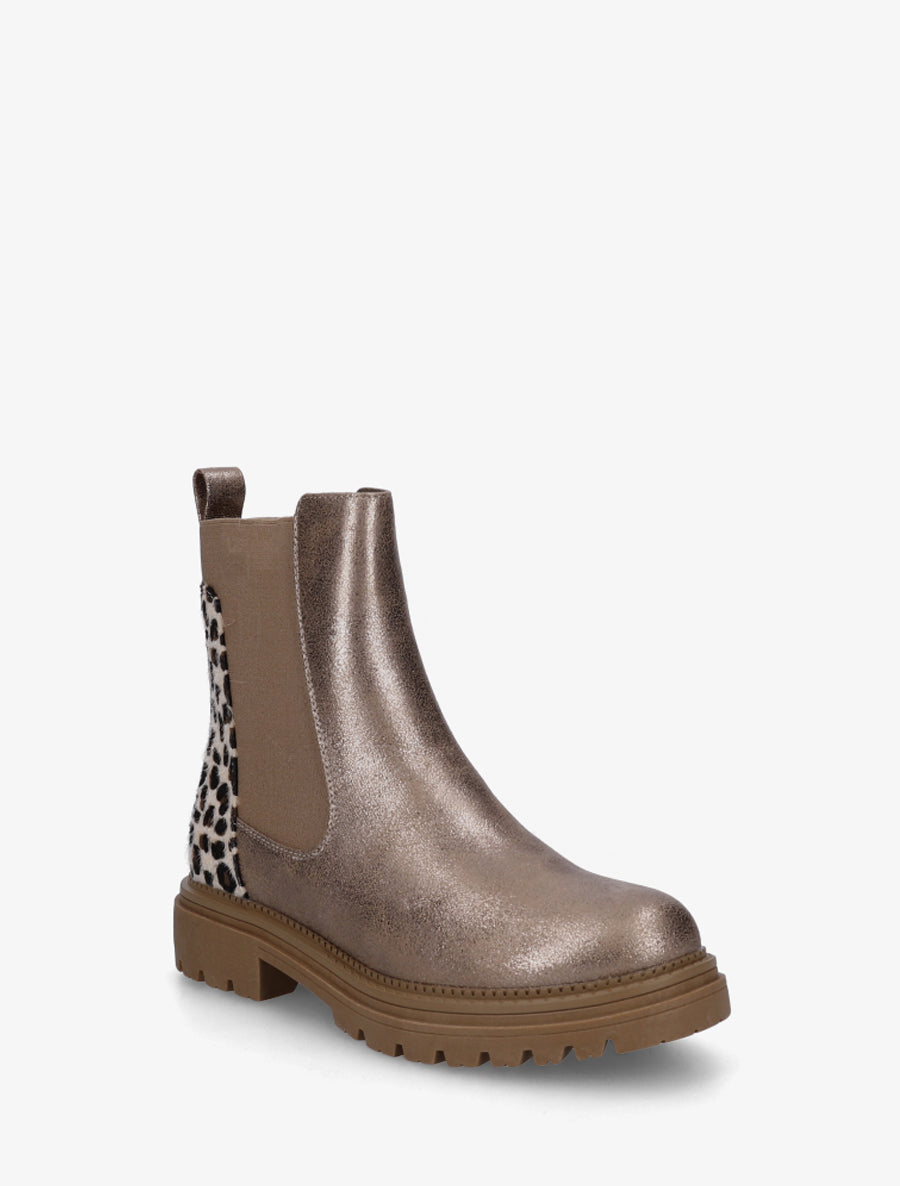 Bottines irisées à contrefort imprimé léopard - Taupe - 2
