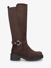 Bottes classiques élastiquées en suédine - Chocolat - 1