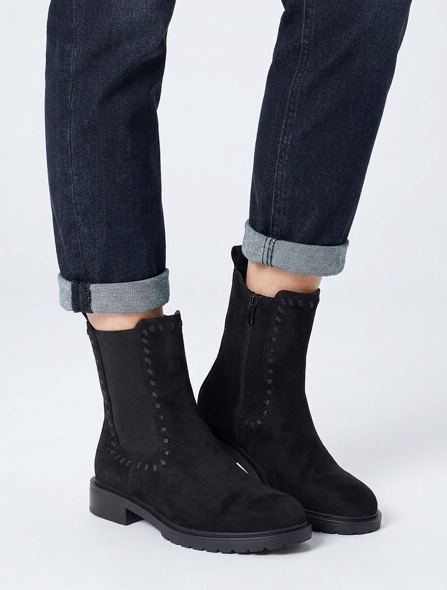 Bottines élastiquées en suédine - Noir