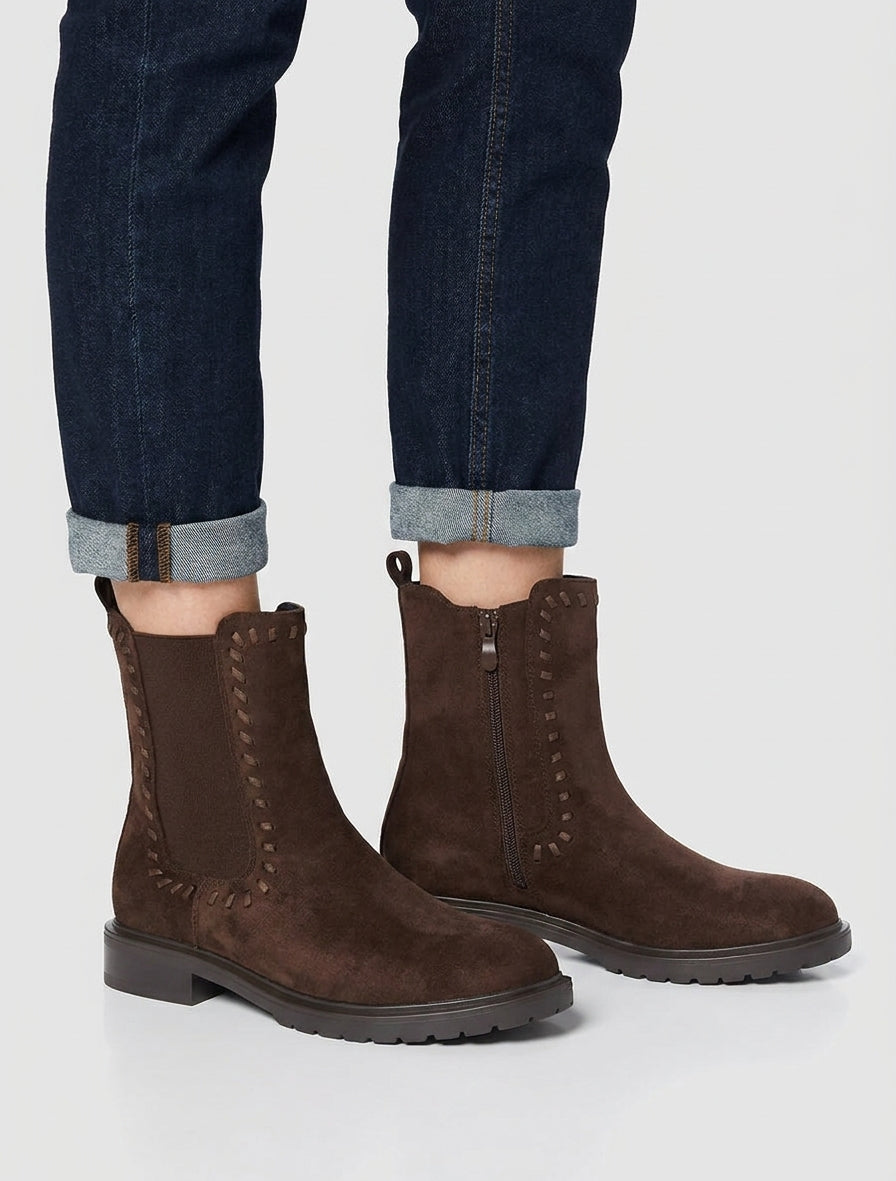 Bottines élastiquées en suédine - Chocolat