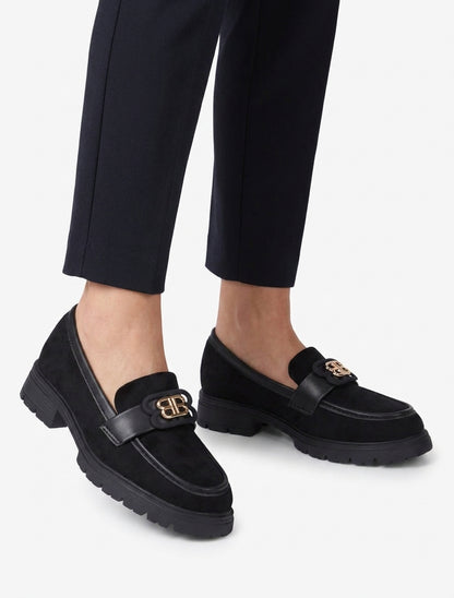 Mocassins en suédine à boucle décorative - Noir