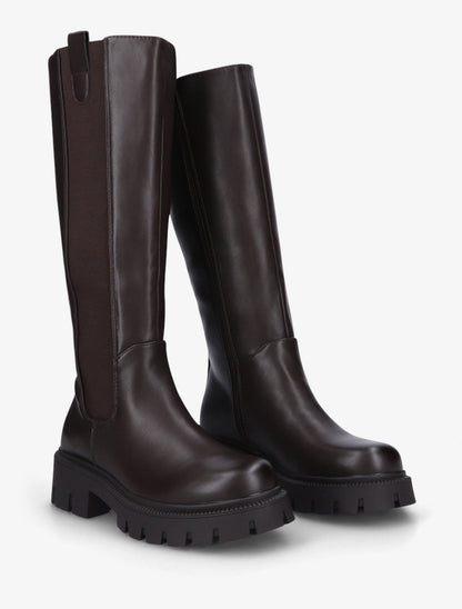 Bottes élastiquées en simili - Chocolat - 4