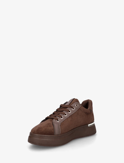 Sneakers en suédine à semelle épaisse - Marron - 3