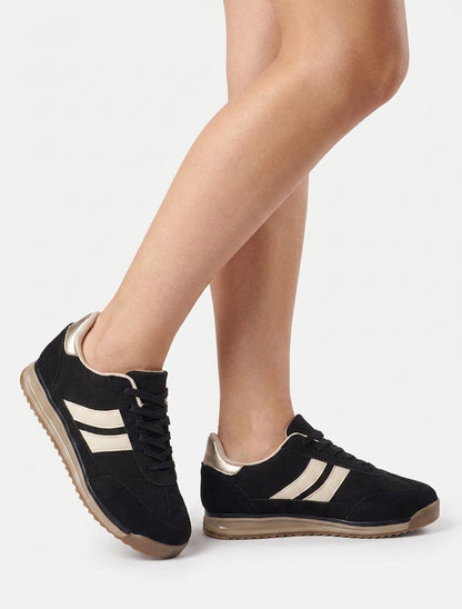 Sneakers van suèdine en nubuck-effect - Zwart
