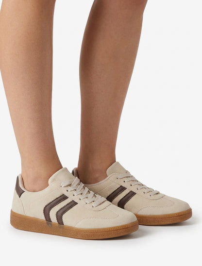 Sneakers van nubuck-effect met rubberen zool - Beige
