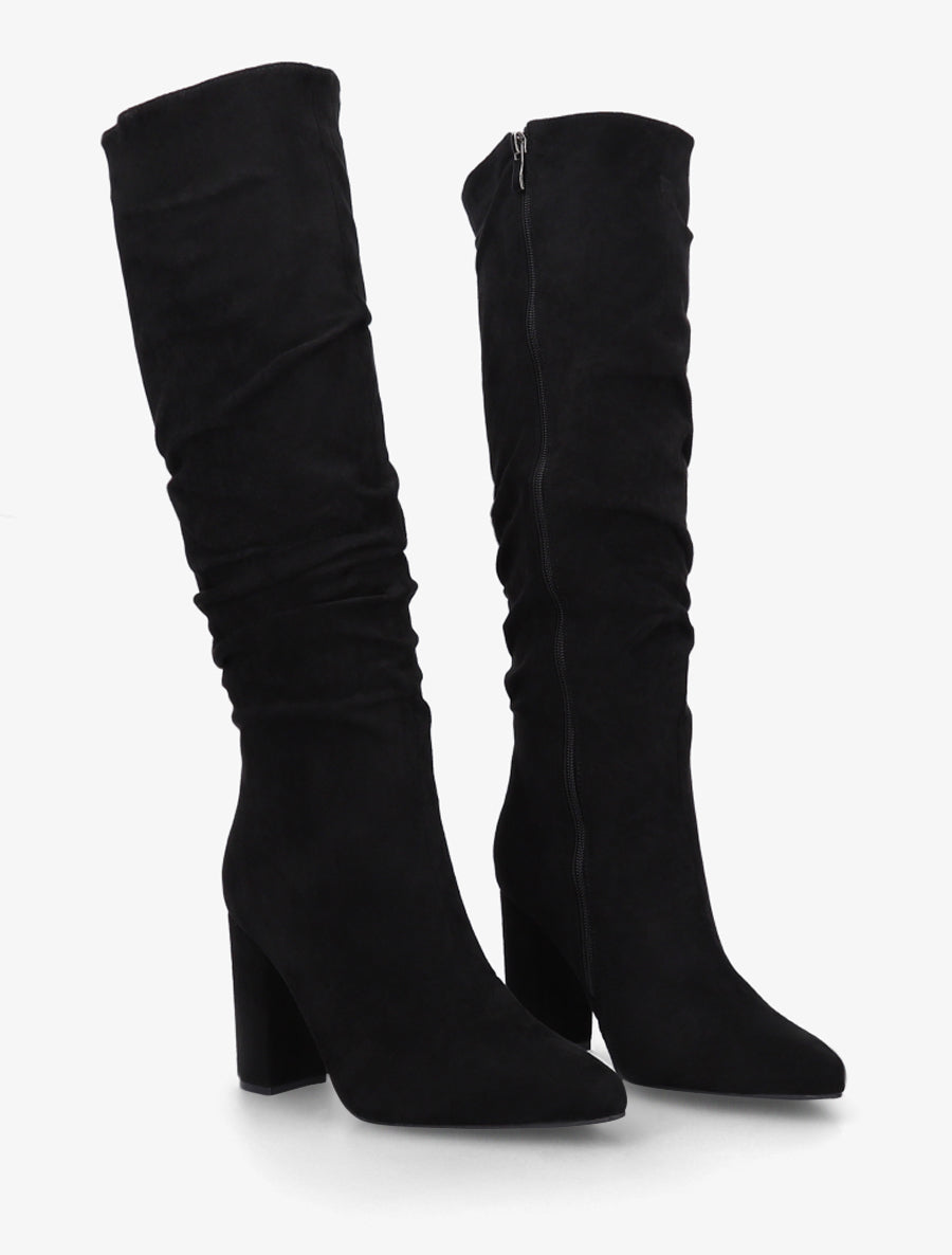 Bottes froncées en suédine à bouts pointus - Noir - 4