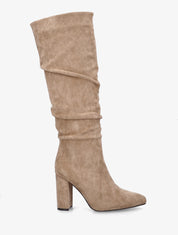 Bottes froncées en suédine à bouts pointus - Taupe - 1
